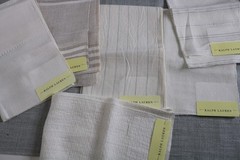 6 Ralph Lauren Fabric Remnants 24″x26″ Mostly Sheers Stripes Whites, Creams