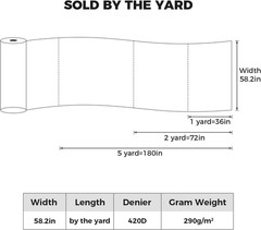 Nylon Fabric, 58″ W 420D Waterproof Fabric 5 Yard Ripstop Nylon Material Outdoor