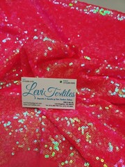 Iridescent Neon Fuchsia Glitz Sequin Fabric / 3mm Sequin on Poly Mesh – Sold BTY