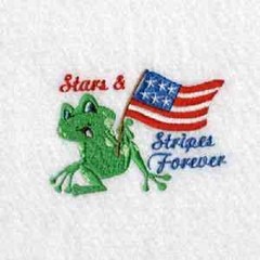 PATRIOTIC FROGS,, Quilting Blocks, Machine Embroidered, 10 Designs, 12 Squares