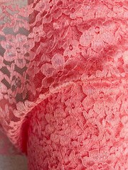Coral Sheer Mesh Floral Pattern Raschel Lace 60″ Polyester Fabric By The Yard