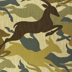 Green Antelope Animal WOODLAND Upholstery Cushion Pillow Sewing Fabric 1.75 YDS
