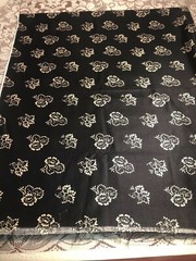 New satiny feel cotton/rayon blend? fabric 208”L x 44”W black/tan floral print