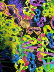 Mardi Gra Face Masks Costume 1/3 yard 100% Cotton Free Shipping