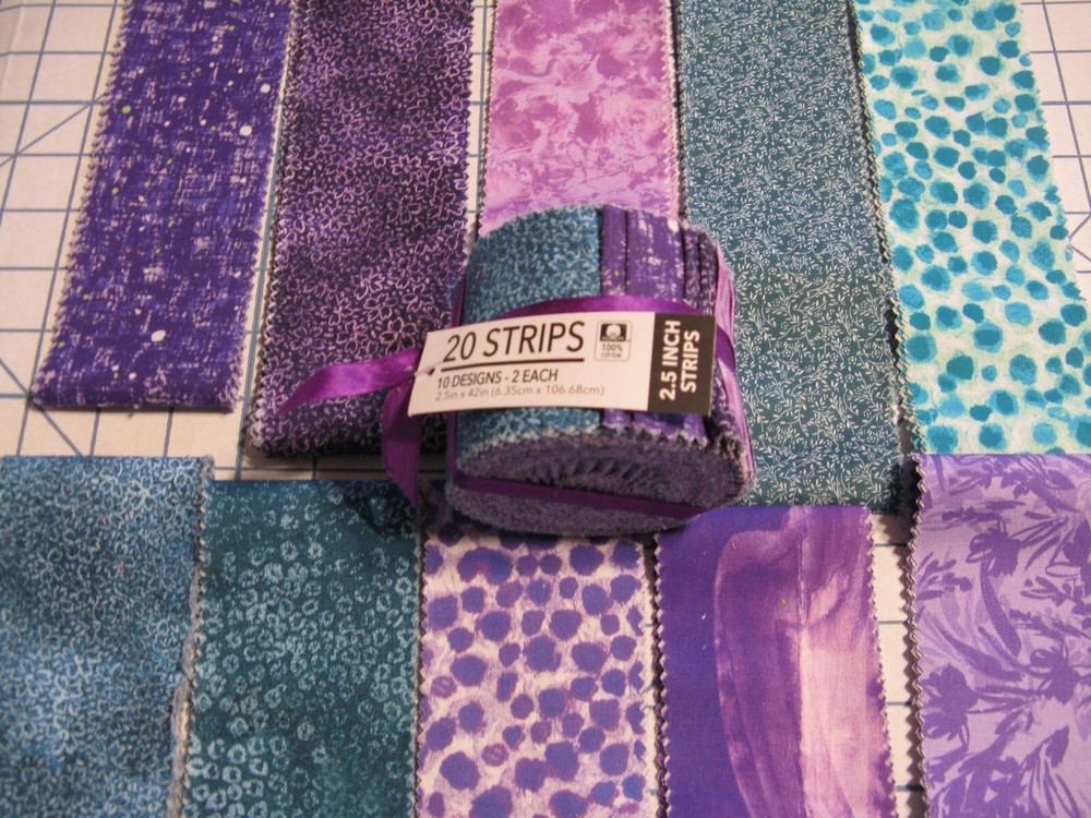 Jelly Rolls 20 Pc Strips Quilt Fabric 2½” x 42” Cotton TEAL/PURPLE NEW