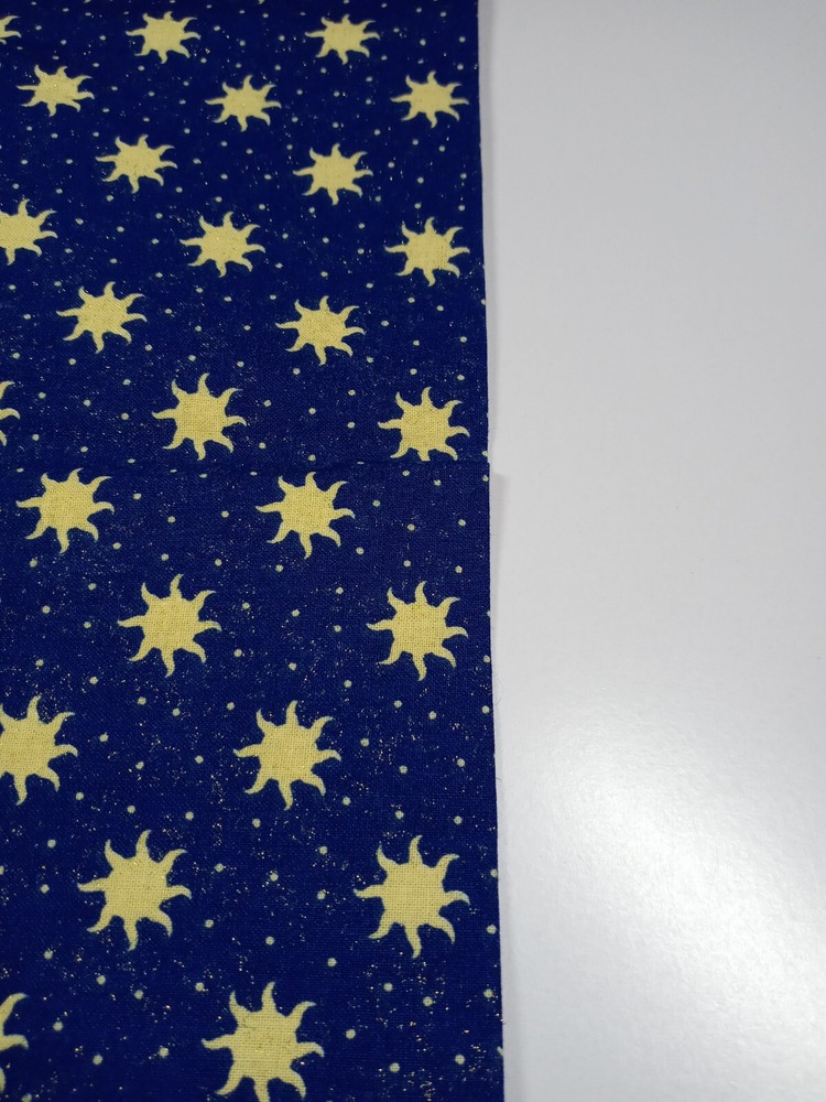 Fabric 26″ x 22″ Blue Background with Beige Stars 100% Cotton NEW