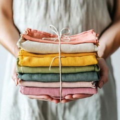 50 PCS Multicolour linen Floral Quilting Fabric Squares Scraps Bundle