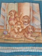 PRINTED PADDED PILLOWS TOPS or QUILT BLOCKS- 17″×17″ LOT OF (6) HORSES PUPPIES