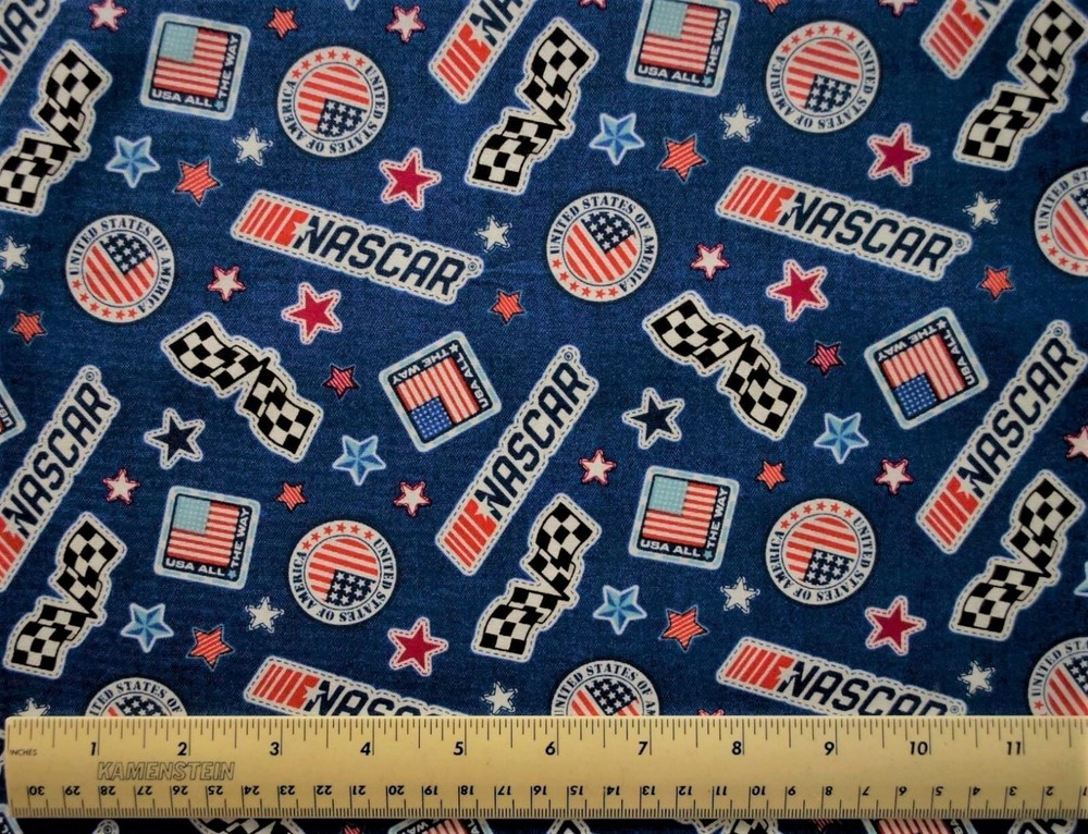 Camelot Fabrics Nascar Racing Symbols Flags stars By the 1/4 yard cotton fabric