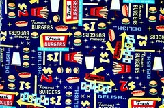 BTY*BURGERS/FRIES/HOT DOGS*MAKE FACE MASKS 100% COTTON FLANNEL FABRIC 42X36″