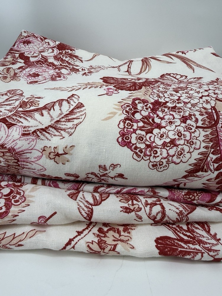 Raoul Textiles Agatha Linen Fabric 4 yd x 60” Burgundy Floral Toile Print 2013