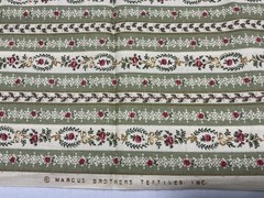 Vtg Marcus Brothers Textiles Inc Fabric Green Striped Red Floral 1yd X 44in