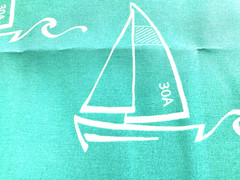 Premier Outdoor Sailboat Print Fabric Upholstery Teal 3 Yard Lot