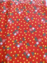 VTG Red Yellow Green Calico Floral FABRIC Tiny Flowers BTFQ 18×22″