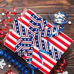 8 Pcs Patriotic Fabric Squares Cotton Fabric Bundles Red Blue White Star Stripe