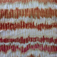 Flamestitch Ikat PolyCotton Blend Upholstery Fabric Gold Orange Coral Red 3 Yds