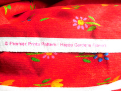Happy Garden Premier prints Cotton Duck Fabric Flowers Red 2 yds.+ 6″ X 54