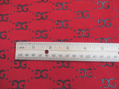 Red Polyester One Way Stretch Fabric GG Black Puff Paint 3D Design 68 Inches