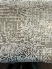 SHIPS FOLDED Vinyl faux Leather Upholstery Alligator WHITE GOLD Metallic 57×52″