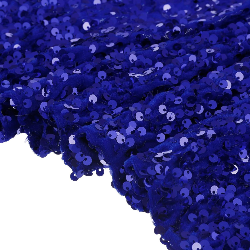 Sequin Fabric Bright Blue, 5 Yards Length 3.9 Feet Wide Velvet Fabric, Mesh Fabr