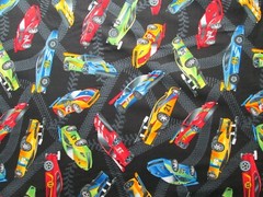 RACE CARS RACING CAR NASCAR TRACKS GRAND PRIX BLK COTTON FABRIC BTHY