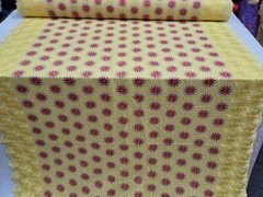Yellow African Lace Fuchsia Flower Floral Fabric By Yard Embroidery Rhinestones