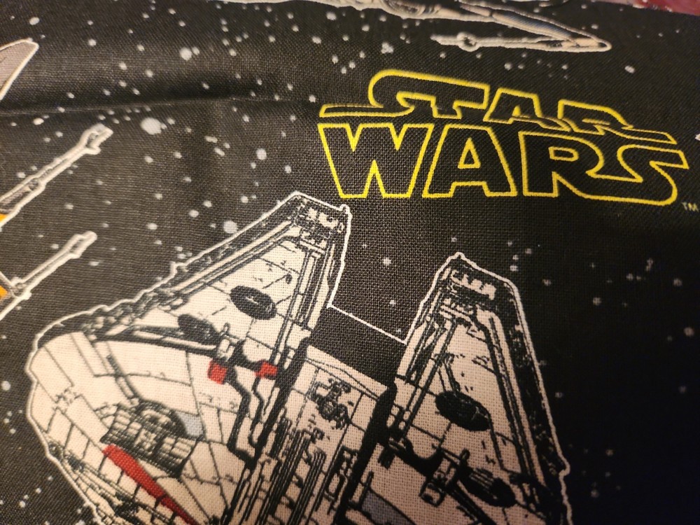 STAR WARS Millennium Falcon X-Wing Cotton Fabric Scraps (2) 13×5 (2) 10×5