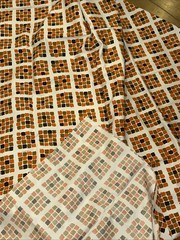 124×44″ Linen-Cotton Blend. Medium-weight MCM Geometric Decorator Fabric Orange