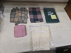 Vtg Fabric Lot Remnants Plaid Silk Moire Pink Altar Cloth Church Sewing Craft