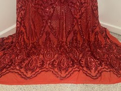 RED 4way Stretch Sequins Fabric 50” Width Sold By The Yard