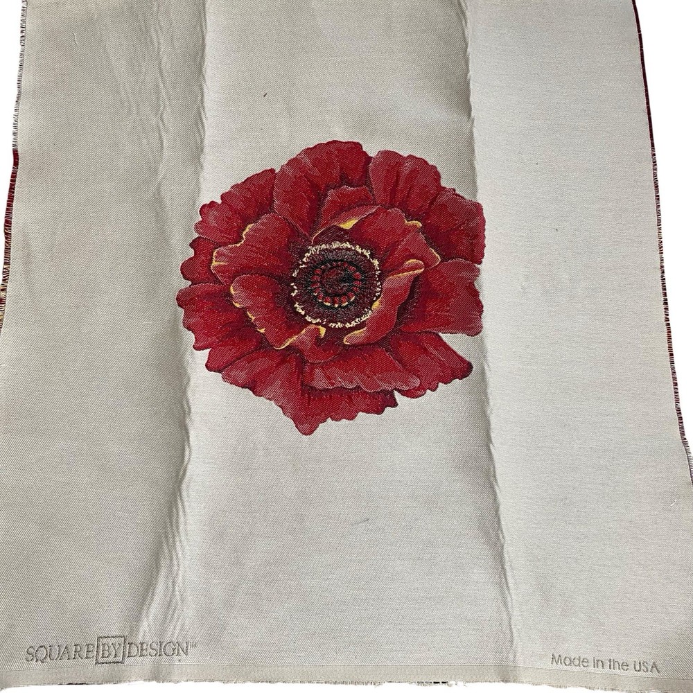 square by design Flower Woven Fabric Panel Embroidered Tapestry. Brand New. Tan