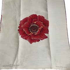 square by design Flower Woven Fabric Panel Embroidered Tapestry. Brand New. Tan