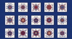 24″ Fabric Panel | Henry Glass Liberty Hill Patriotic Floral Block Red Blue