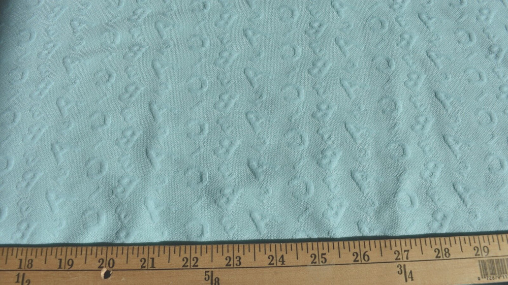 MINT GREEN LETTERS POLYESTER DOUBLE KNIT FABRIC NO STRETCH 3 YARDS