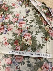 London Collection Rose & Hubble Fabric W 45” By The Half Yard Roses On Ivory