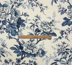 COVINGTON JAYDEN 593 INDIGO LARGE FLORAL VINE LINEN MULTIUSE FABRIC BY YARD 54″W