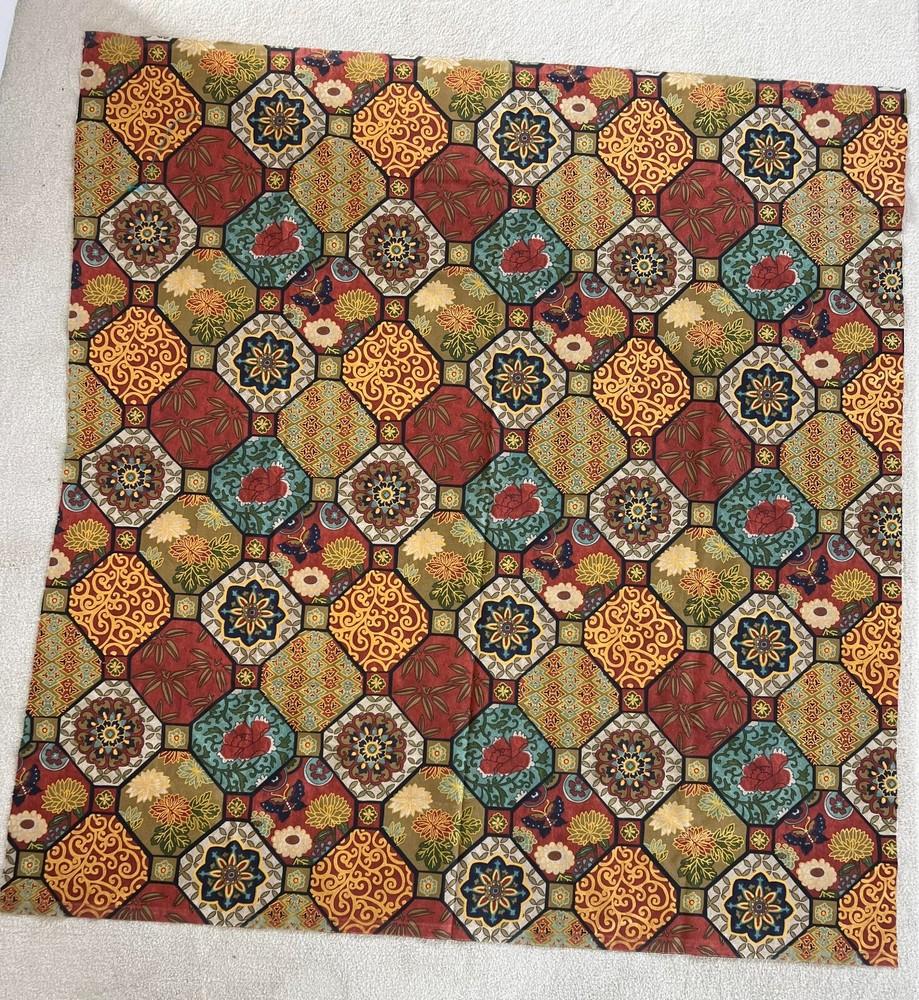 Mosaic Tile Fabric Moroccan Mediterranean Pattern Colorful Remnant 41×43