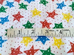 Stars & Tiny Polka Dot Print White Cotton Flannel Fabric 2.5 Yards Unisex Baby