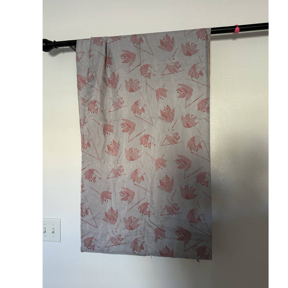 Gray Red Leaf Pattern Polyester Lining Fabric 45 in by 3.5 yards