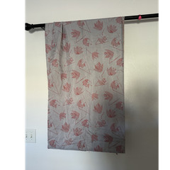 Gray Red Leaf Pattern Polyester Lining Fabric 45 in by 3.5 yards