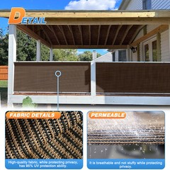 6′ Fabric Roll Sun Shade Cover Fence Screen Patio Balcony Yard Brown 151-300ft