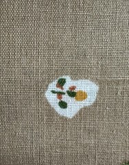 Vtg Cotton Floral Fabric Orange Marigold Plants on White & Tan W45”xL3.7Yards