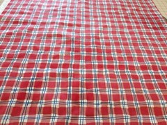 BTY x 56″w BLOOMCRAFT SCREEN PRINT Cotton Fabric WAVY PLAID Check Red/Blue