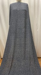 100%French Silk Georgette Navy Blue Off-White Pin Dot Fabric By The Yard 44″Wide