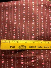 Cotton Fabric Maroon Pink Floral Stripe 1-2/3 Yards X 44″