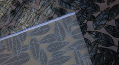 POLLACK ASSOCIATES LEAF PLUSH NIGHT FOREST BLUE JACQUARD VELVET FABRIC BY THE YD