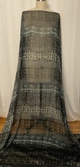 Poly Rayon Blend Chiffon Abstract Ikat Tribal Black Teal Fabric By The Yd 60″W