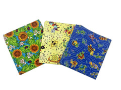⚜️Lot of 3 Half Yds Whimsical Nature Cotton Quilt Craft Fabrics 1.5 yds Total