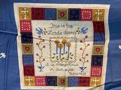 Vintage 1996 Psalms & Peace Doves Fabric By Fabric Traditions Approx. 45”X118”