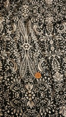 64 x 2 2/3 yds White paisly on Black pattern 2 way stretch Jersey Knit – Whole p
